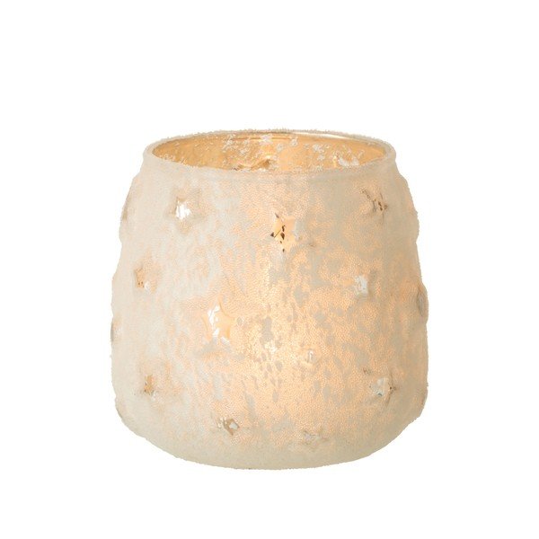 Biały szklany świąteczny świecznik J-Line Star-image-2