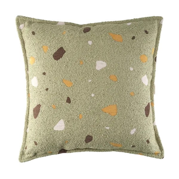 Zielona poduszka na sofę dziecięcą z materiału bouclé/z tkaniny szenilowej Terrazzo Block – Wigiwama