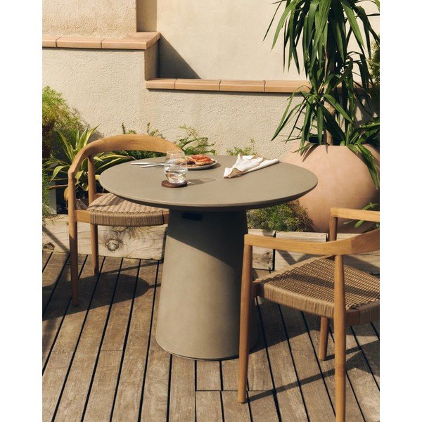 Betonowy stół zewnętrzny Kave Home Itai, ⌀ 90 cm-image-1