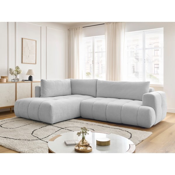 Jasnoszary rozkładany/ze schowkiem narożnik (lewostronny/w kształcie litery L) Fuji – Bobochic Paris-image-1