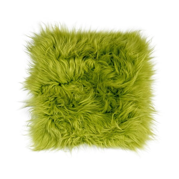 Zielona poduszka do siedzenia z długim włosiem Apple Green, 37x37 cm