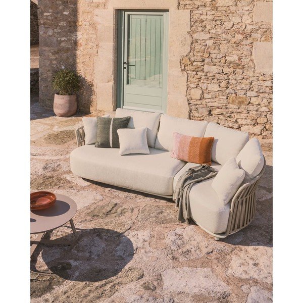 Beżowa/szarobrązowa tapicerowana sofa ogrodowa Osani – Kave Home-image-1