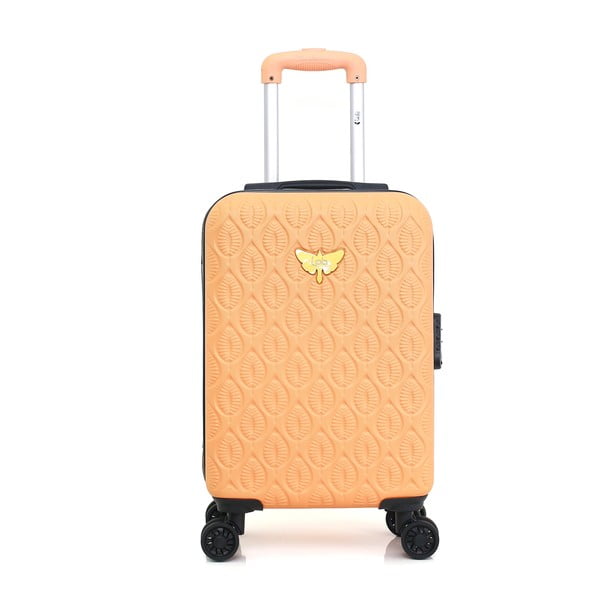 Pomarańczowa walizka fakturowana z 4 kółkami LPB Alicia, 31 l