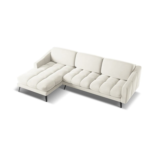 Kremowy aksamitny narożnik (lewostronny) Nalu – Makamii-image-3