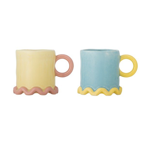 Jasnożółte/jasnoniebieskie kubki zestaw 2 szt. ceramiczne 350 ml Polly – Bloomingville