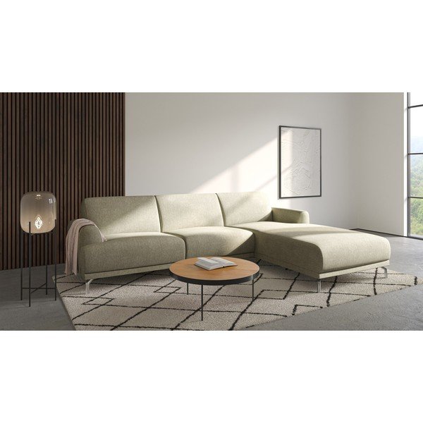 Jasnobeżowa sofa narożna MESONICA Puzo, prawy róg-image-1