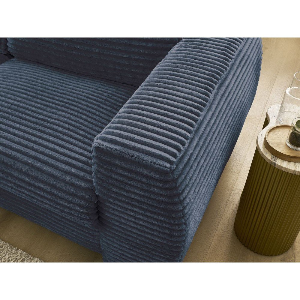 Ciemnoniebieska sztruksowa rozkładana sofa do spania 240 cm Hugo – Bobochic Paris (zdjęcie 6)