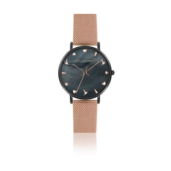 Zegarek damski z paskiem ze stali nierdzewnej w barwie różowego złota Emily Westwood Noir