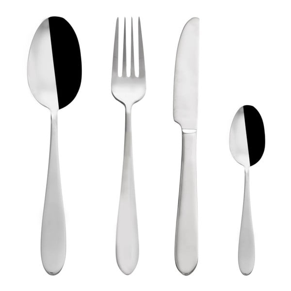 Sztućce 24 szt. ze stali nierdzewnej w kolorze srebra Mirror – Orion