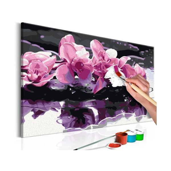 Zestaw płótna, farb i pędzli DIY Artgeist Purple Orchid, 60x40 cm