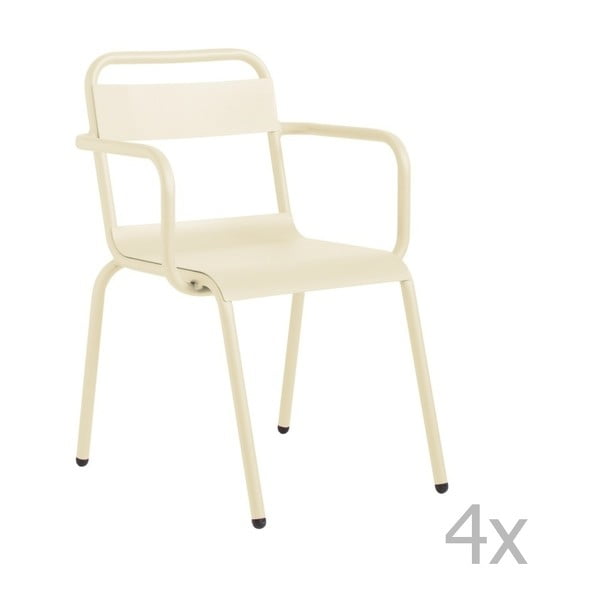Zestaw 4 beżowych krzeseł ogrodowych z podłokietnikami Isimar Biarritz
