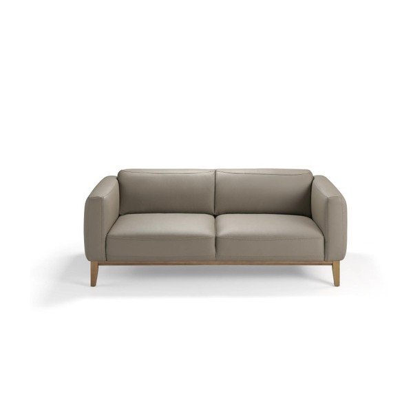 Szara sofa ze skóry i drewna Ángel Cerdá, 209 cm-image-3