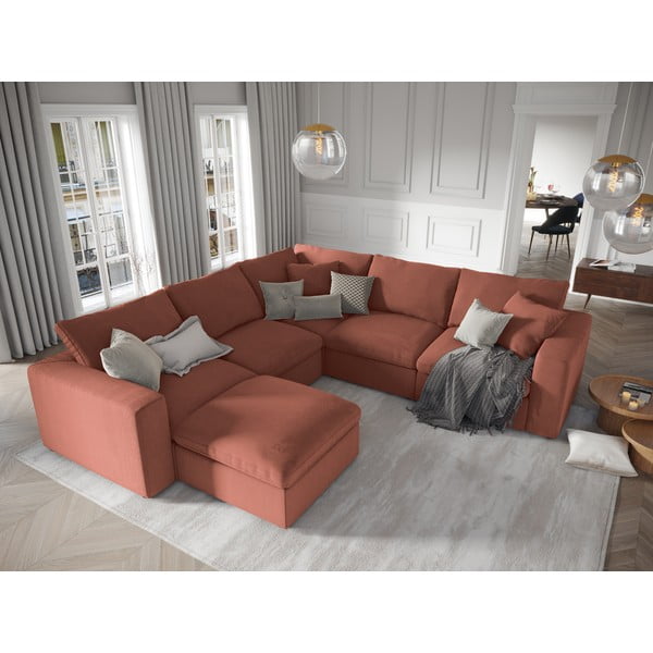 Różowa dwustronna narożna część sztruksowej sofy modułowej Windsor & Co Sofas Galaxy-image-1