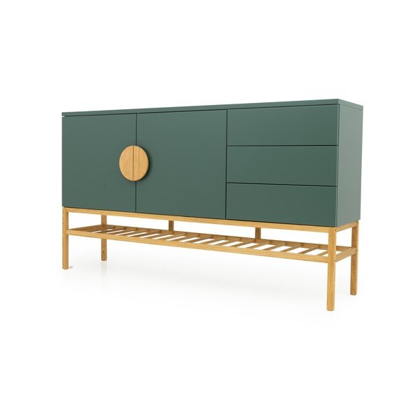 Zielona komoda z nogami z drewna dębowego Tento Scoop, szer. 176 cm-image-2