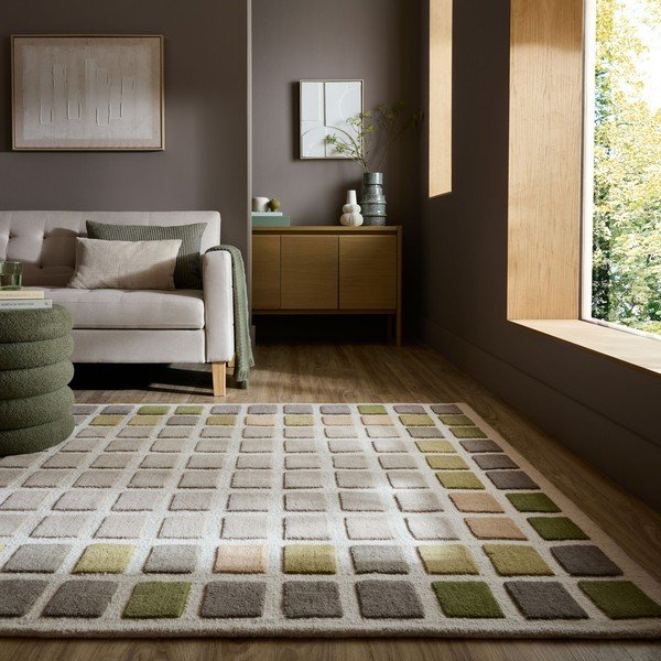 Zielony wełniany dywan tkany ręcznie 160x230 cm Renga Wool – Flair Rugs-image-1