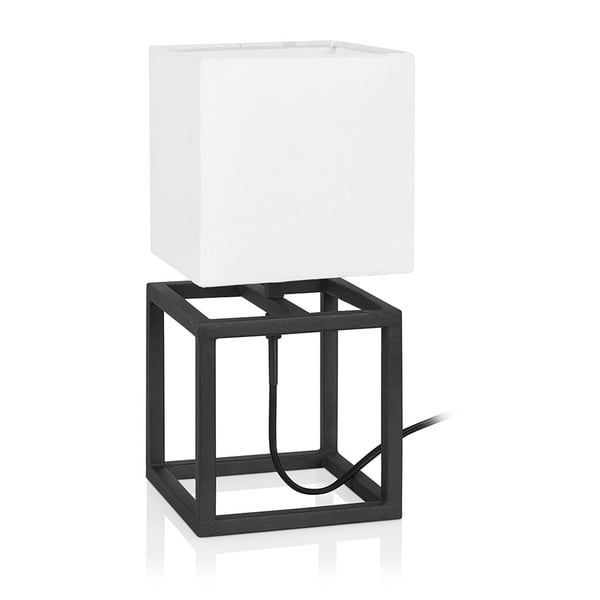 Czarno-biała lampa stołowa Markslöjd Cube, 15x15 cm
