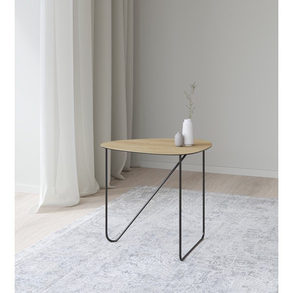 Metalowy stolik w naturalnym kolorze 37x44 cm Curve M Wood – LIND DNA-image-2