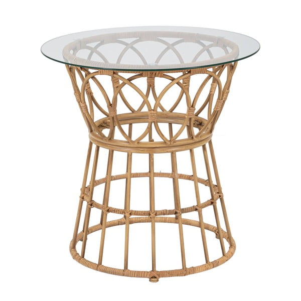 Naturalny okrągły stolik ze szklanym blatem ø 50 cm Panama – Mauro Ferretti