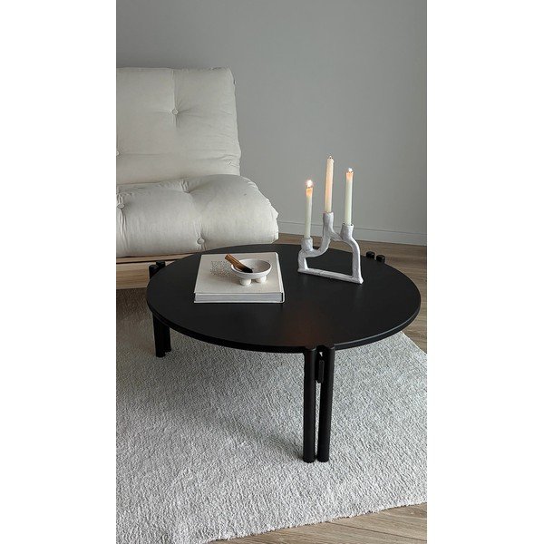 Czarny okrągły stolik z litego drewna sosnowego ø 80 cm Sticks – Karup Design-image-4