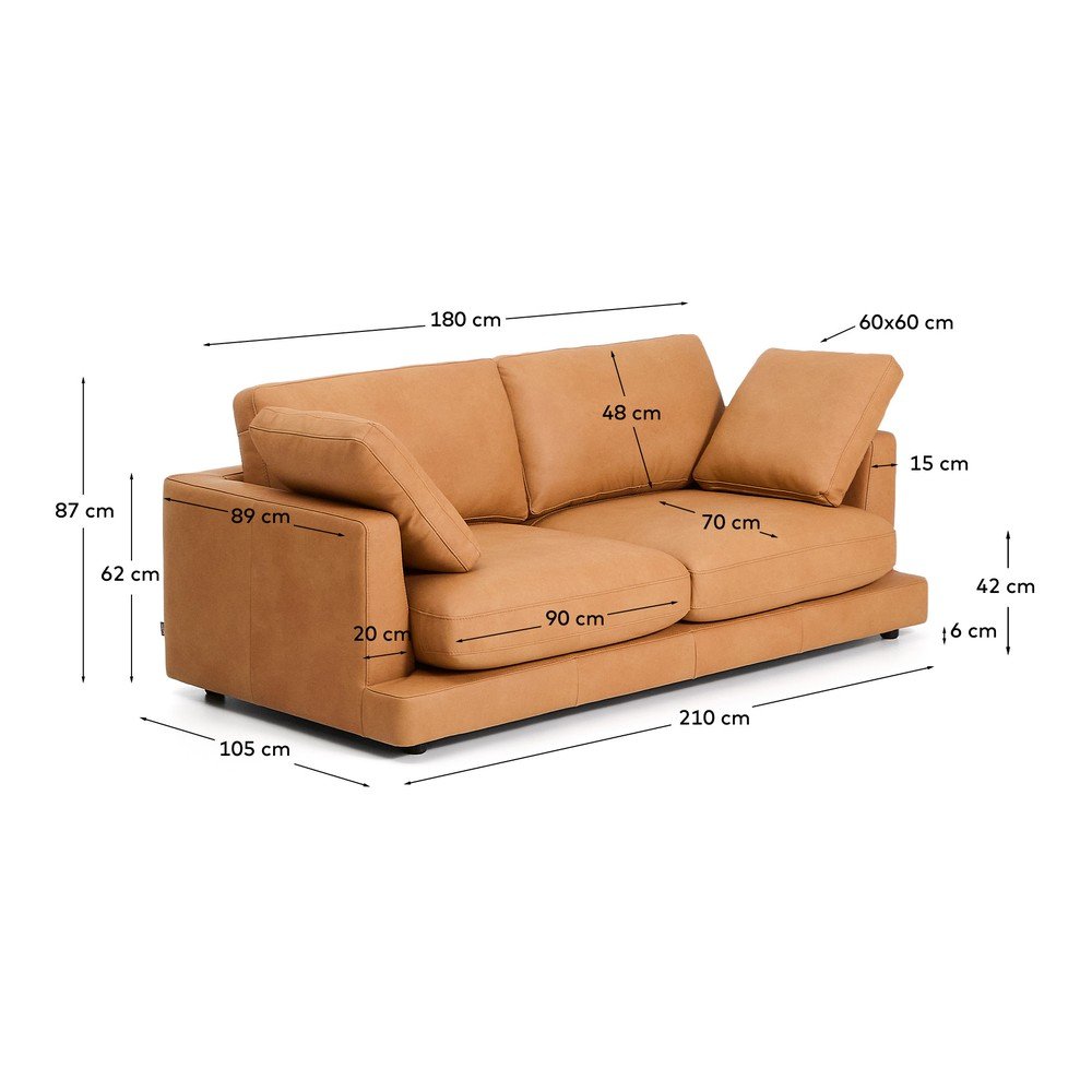 Brązowa skórzana sofa 210 cm Gala – Kave Home (zdjęcie 2)