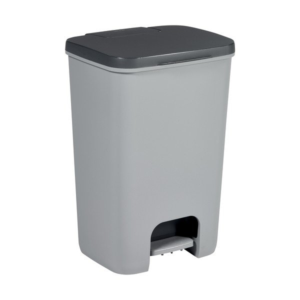 Szary plastikowy kosz na śmieci z pedałem 40 l Essentials – Curver