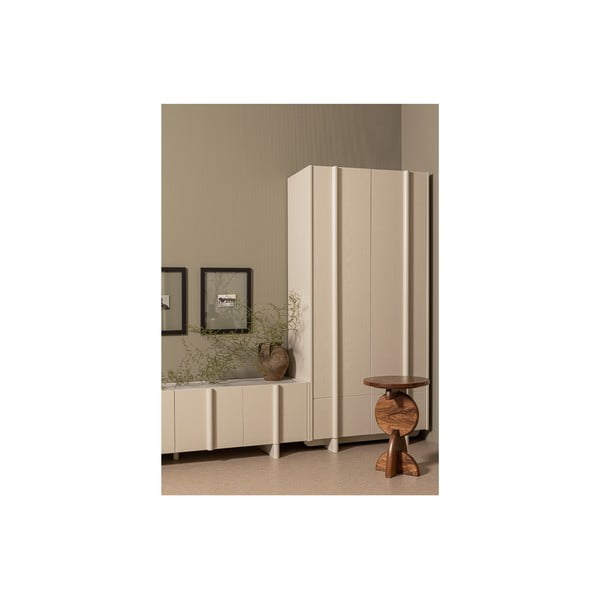 Kremowa modułowa szafka pod TV z litego drewna sosnowego 200x53 cm Basu – WOOOD-image-1