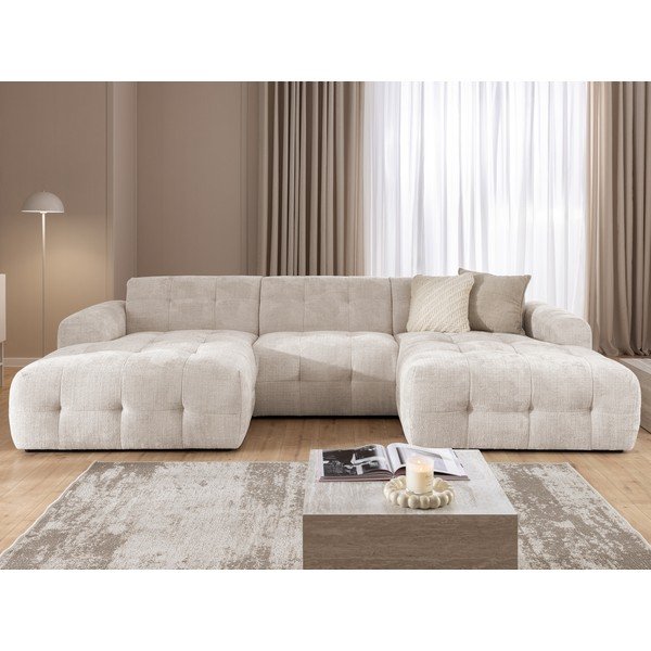 Kremowy narożnik (w kształcie litery U/z szezlongiem) Melva – Ropez-image-3