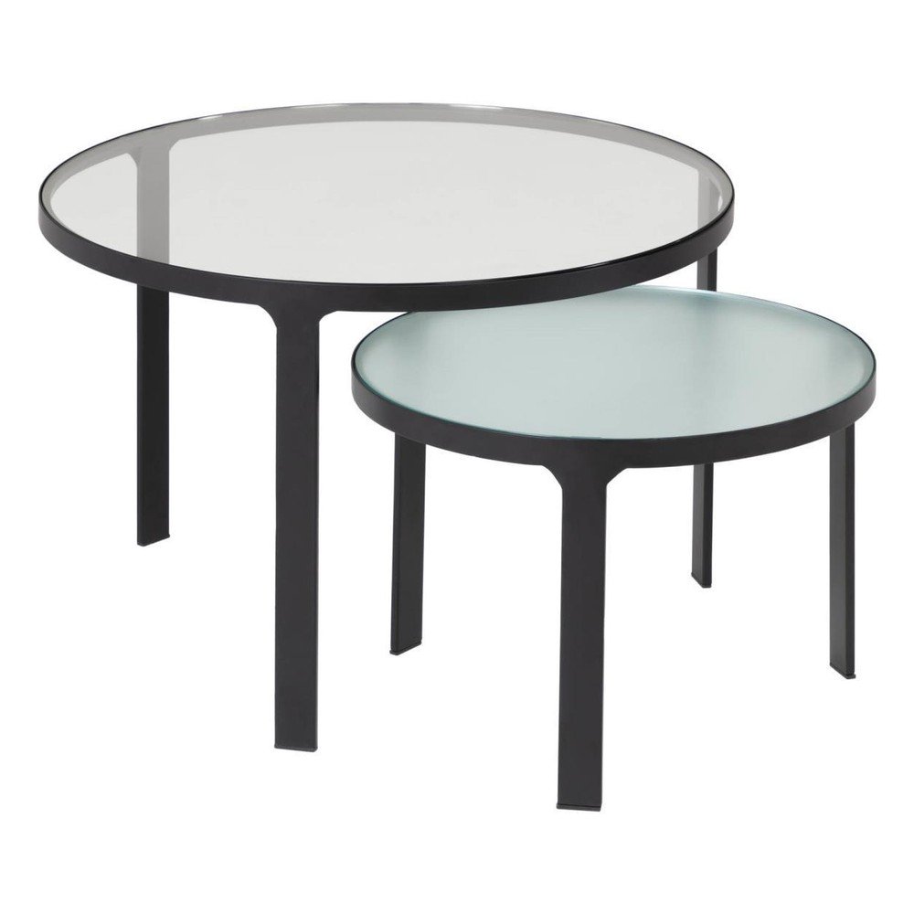 Okrągłe stoliki ze szklanym blatem zestaw 2 szt. ø 70 cm Oni – Kave Home