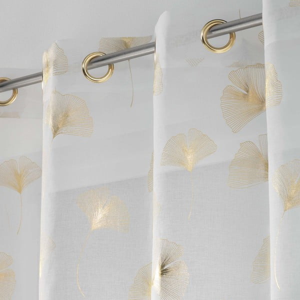 Firanka w biało-złotym kolorze z woalu 140x240 cm Ginkgold – douceur d'intérieur-image-1
