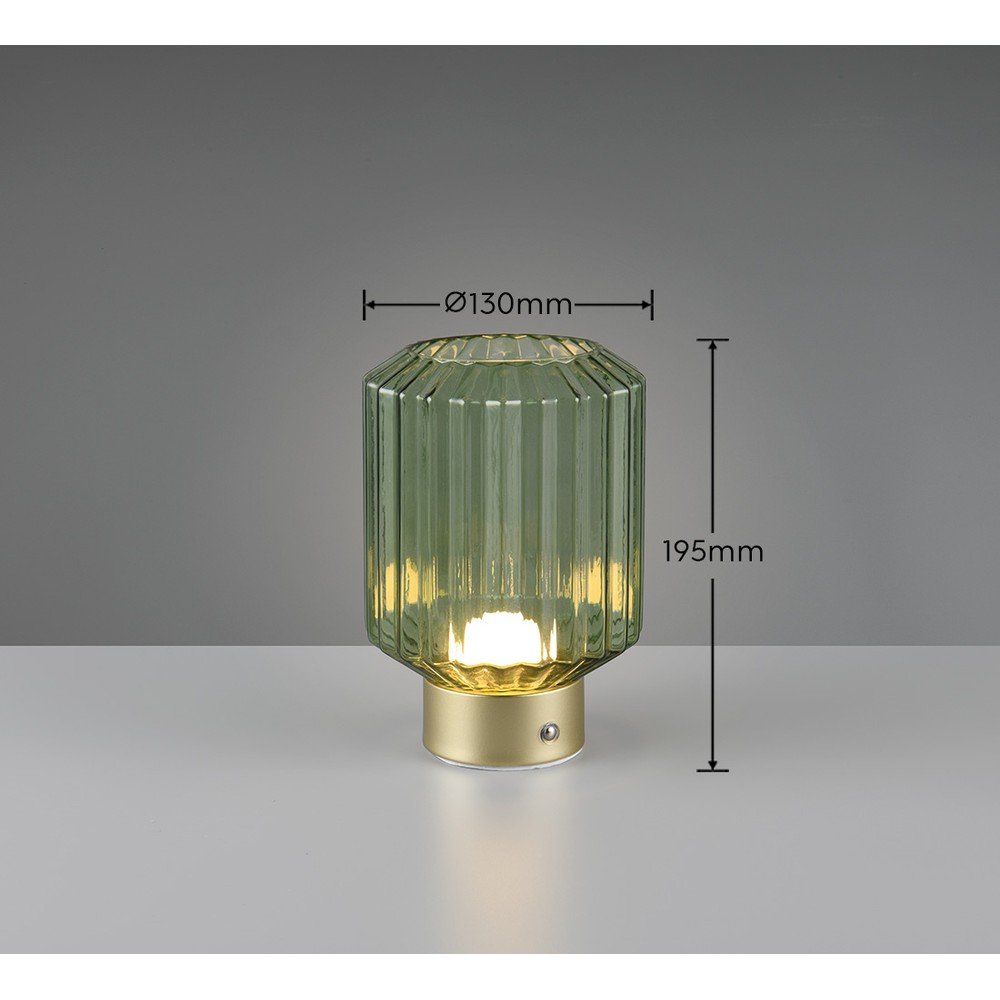 Lampa stołowa LED w zielono-złotym kolorze ze ściemniaczem i szklanym kloszem (wys. 19,5 cm) Lord – Reality (zdjęcie 6)