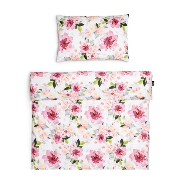 Dziecięca pościel bawełniana do łóżeczka 135x100 cm Watercolor Flowers – ESECO-image-1