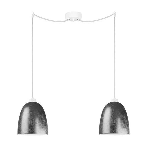 Biało-srebrna podwójna lampa wisząca z białymi kablami i białą oprawką Sotto Luce Awa