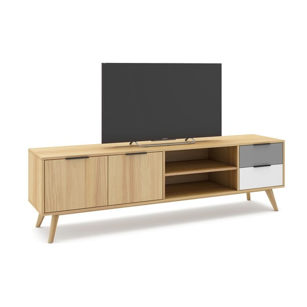 Szafka pod TV z drewna sosnowego 180x53 cm Elfa – Marckeric-image-4