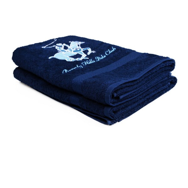 Zestaw 2 ciemnoniebieskich ręczników Beverly Hills Polo Club Brilliant, 60x110 cm