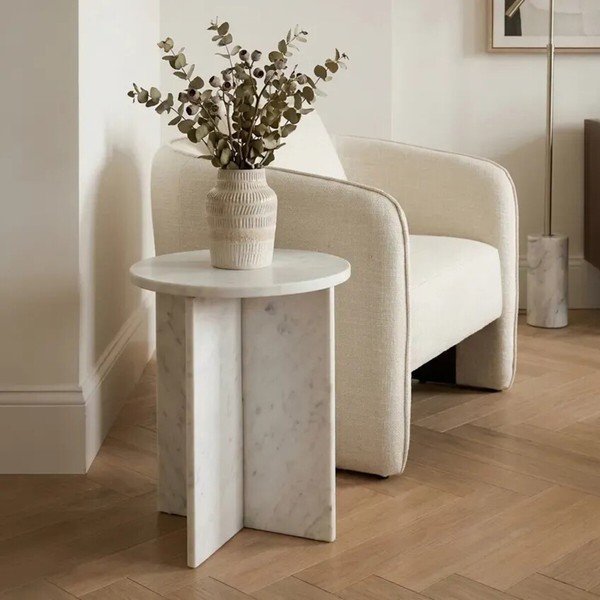 Marmurowy okrągły stolik ø 40 cm Savio – Premier Housewares-image-1