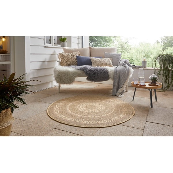 Beżowy dywan zewnętrzny NORTHRUGS Almendro, Ø 160 cm-image-1