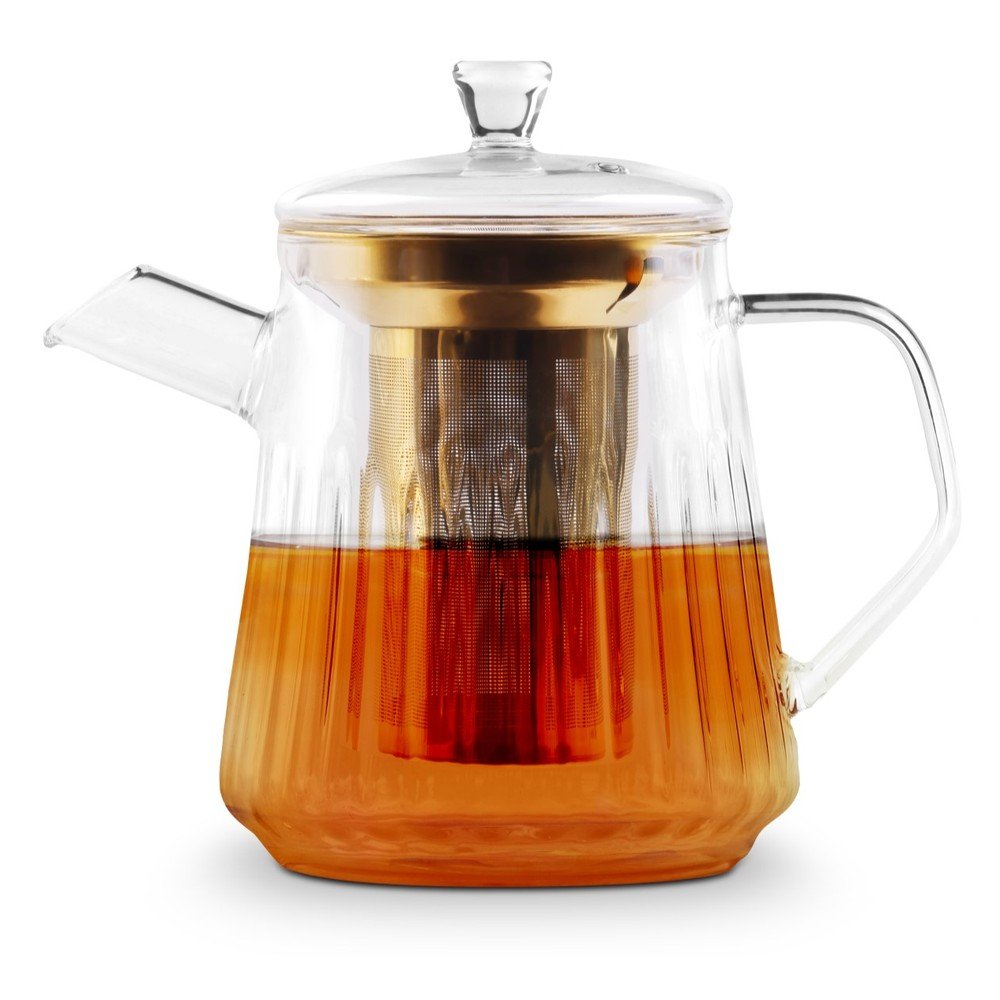 Szklany dzbanek do herbaty z sitkiem w kolorze złota 900 ml Mia – Vialli Design (zdjęcie 5)