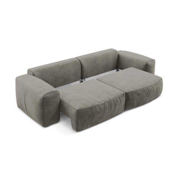 Szara rozkładana sofa z tkaniny szenilowej 275 cm Kuki – Makamii-image-4