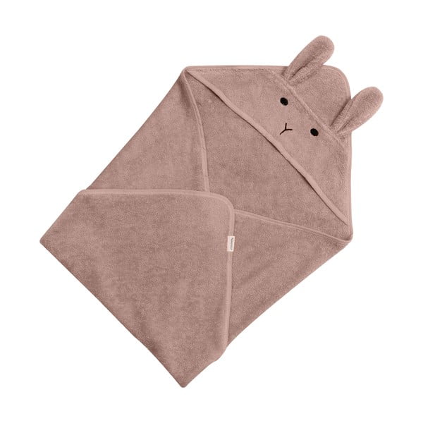 Różowobrązowy bawełniany ręcznik dziecięcy z kapturem 75x75 cm Rabbit – Kindsgut-image-3