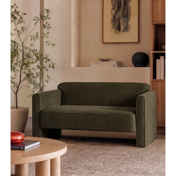 Zielona aksamitna sofa 140 cm Abby – Micadoni -image-1
