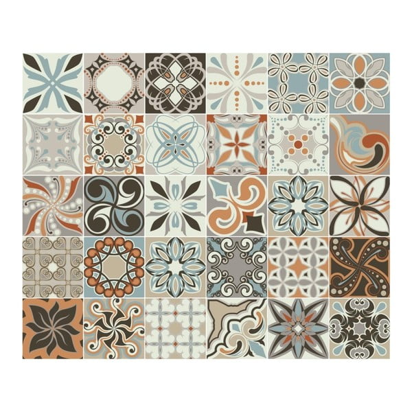 Zestaw 30 naklejek ściennych Ambiance Cement Tiles Bali, 10x10 cm-image-2