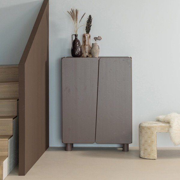 Brązowa szafka z litego drewna sosnowego 100x135x45 cm Root – WOOOD-image-1