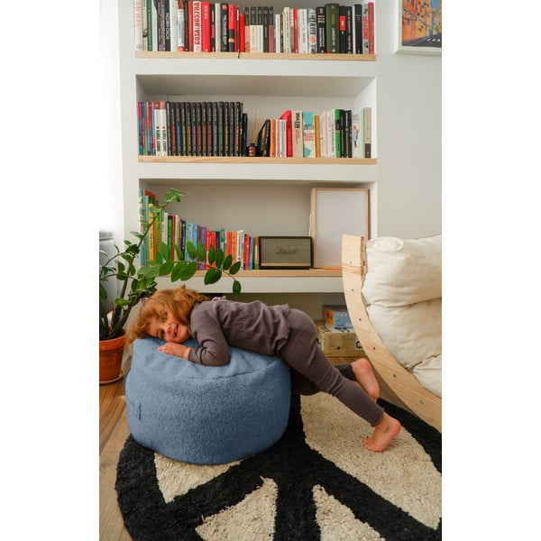 Szary puf dziecięcy z przędzy pętelkowej Bouclé Blue – Really Nice Things-image-2