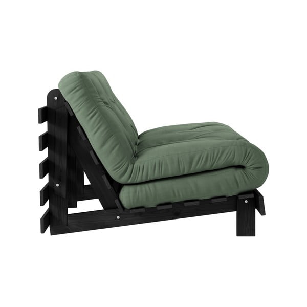 Sofa rozkładana z zielonym obiciem Karup Design Roots Black/Olive Green-image-4
