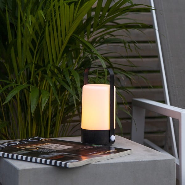 Czarno-beżowy lampion LED Star Trading Flame, wys. 19 cm