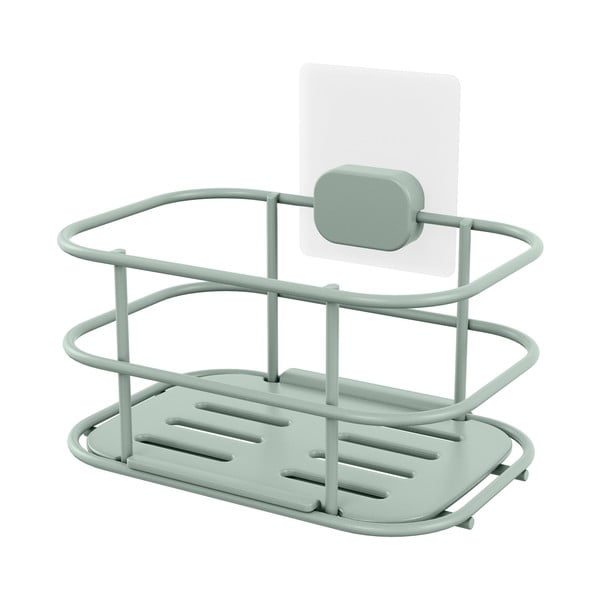 Miętowa samoprzylepna metalowa półka łazienkowa Grena – Compactor
