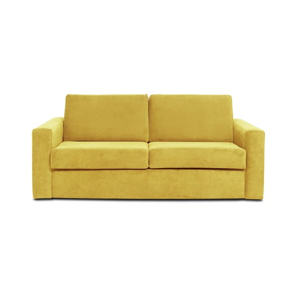 Musztardowożółta sztruksowa sofa rozkładana Scandic Elbeko
