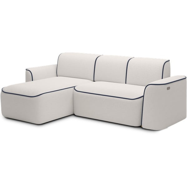 Niebieski/kremowy narożnik z materiału bouclé (lewostronny/z szezlongiem) Ume – ELTAP-image-2