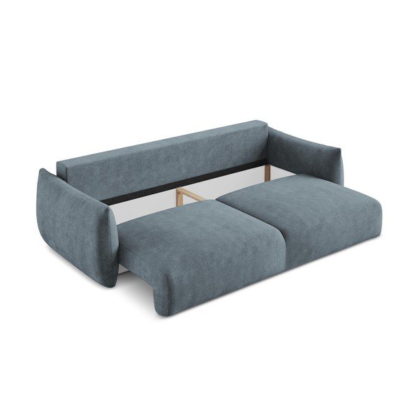 Niebieska rozkładana sofa z tkaniny szenilowej 230 cm Leila – Makamii-image-4