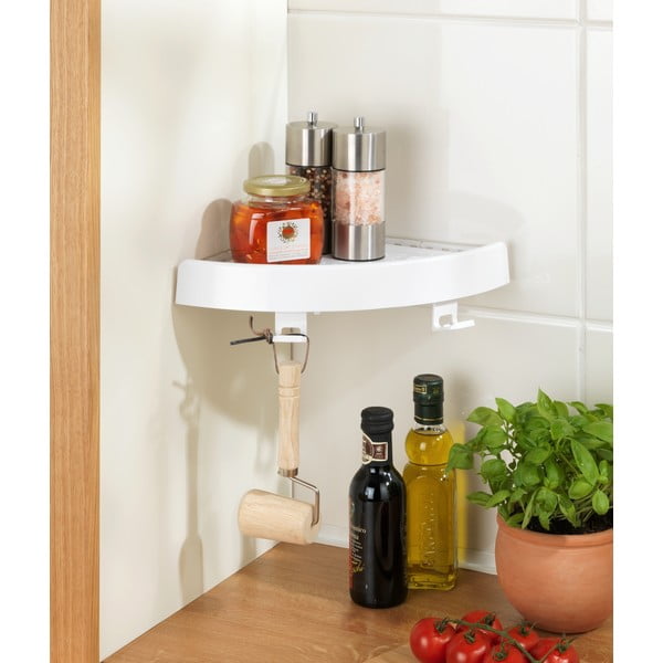 Biała narożna samoprzylepna plastikowa półka łazienkowa Quick-Fit – Allstar-image-1